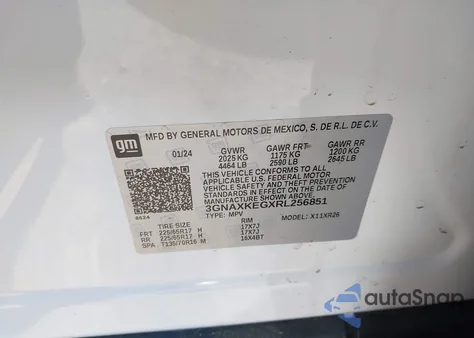 2024 Chevrolet Equinox Fwd Lt из США, поврежденный, VIN 3GNAXKEGXRL256851